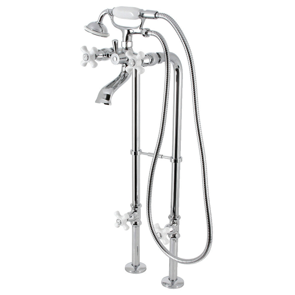 Kingston Brass CCK266PXK1 Kingston Freestanding Clawfoot Tub Faucet Package with Supply Line, Polished Chrome