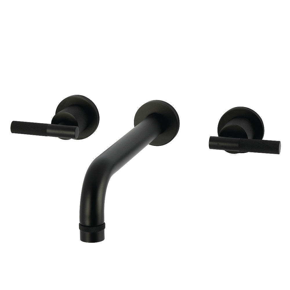 Kingston Brass KS8020KNL Convergent Two-Handle Wall Mount Roman Tub Faucet with Knurled Handle, Matte Black