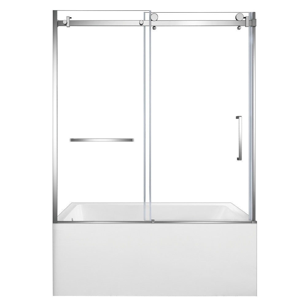 Kingston Brass KVTAP6032L22C1 60" Acrylic Rectangular 3-Wall Anti-Skid Alcove Tub Combo with Tub Door (Left Hand Drain), White/Polished Chrome