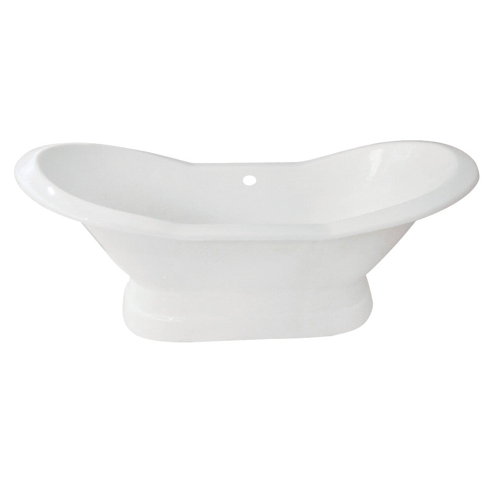Aqua Eden VCTND723130 72" Cast Iron Oval Double Slipper Pedestal Tub (No Faucet Drillings), White