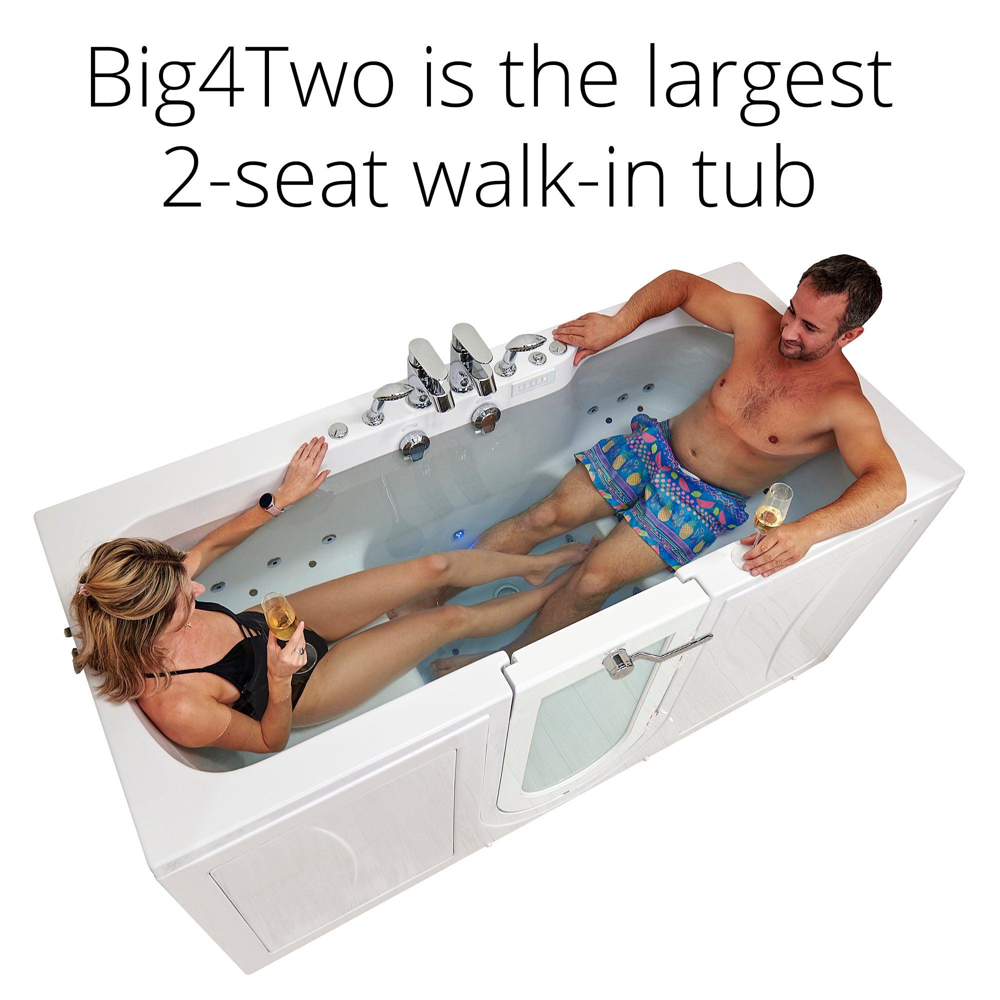 Ella Big4Two 36"x80" Hydro + Air Massage w/ Independent Foot Massage Two Seat Walk-In-Bathtub - Bathroom Design Center