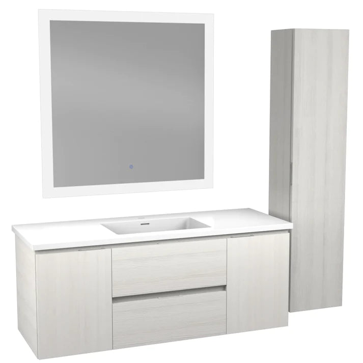 ANZZI 48 in. W x 20 in. H x 18 in. D Bath Vanity Set in Rich White with Vanity Top in White with White Basin and LED Mirror - Bathroom Design Center