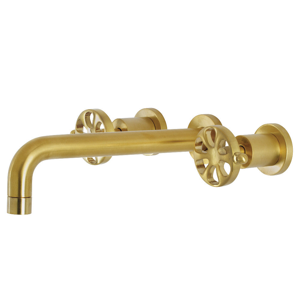 Kingston Brass KS8027RX Belknap Two-Handle Wall Mount Roman Tub Faucet, Brushed Brass