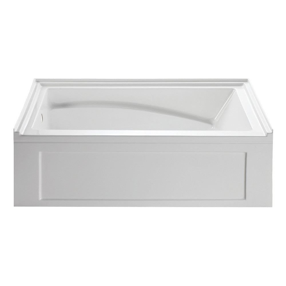 Aqua Eden VTAM6032L22B 60" Acrylic Rectangular 3-Wall Alcove Tub with Armrest and Anti-Skid Surface, Left Hand Drain, Glossy White