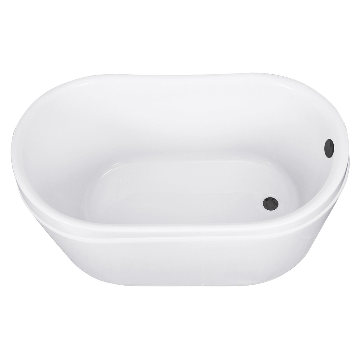 Kingston Brass VTRS522928M0 52" Acrylic Oval Double Slipper Freestanding Tub with Overflow/Drain Assembly, Glossy White/Matte Black