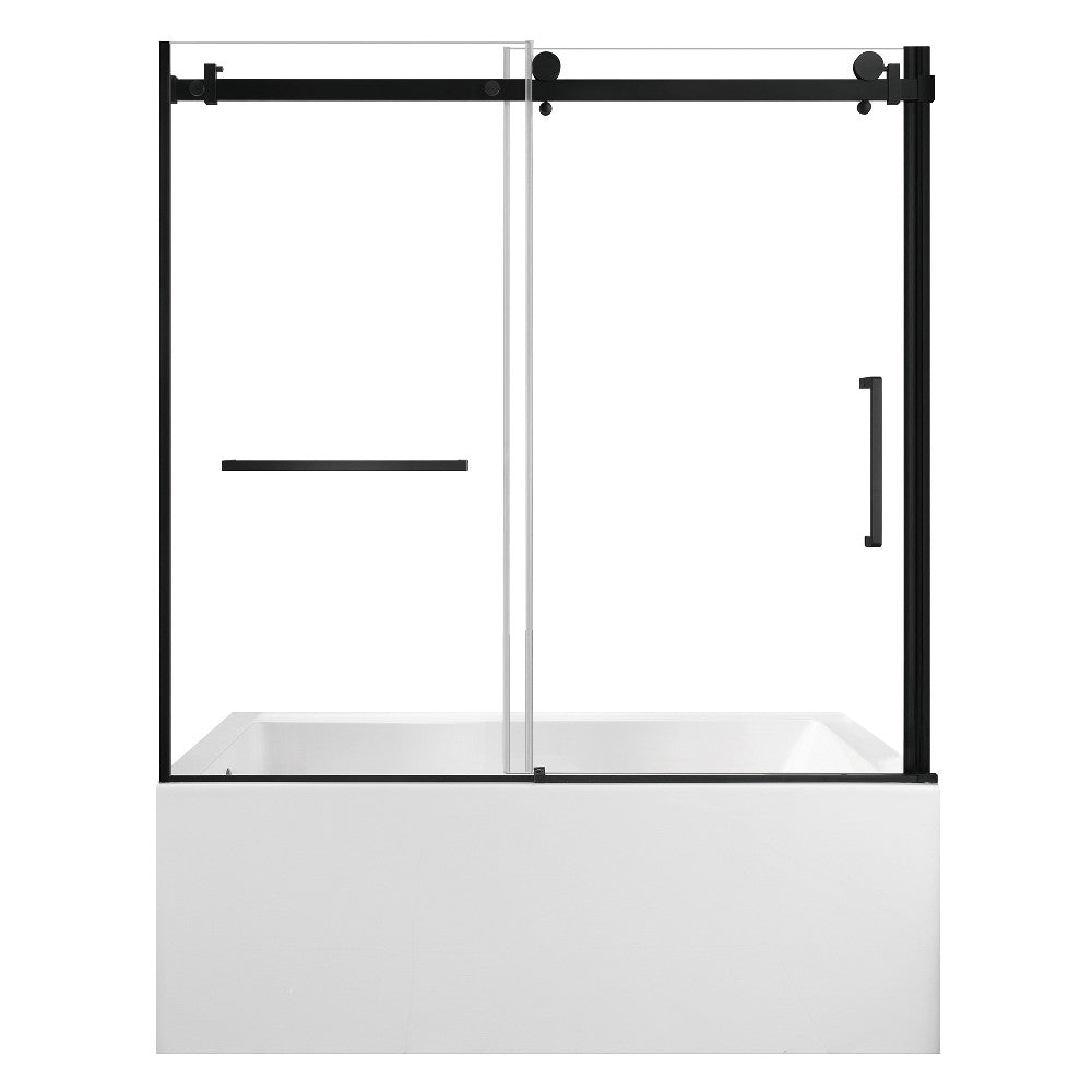 Kingston Brass KVTAP6032L220 60" Acrylic Rectangular 3-Wall Alcove Tub Combo with Tub Door (Left Hand Drain), White/Matte Black