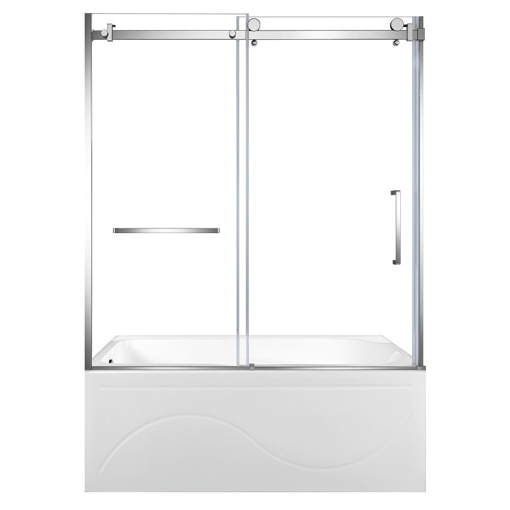 Kingston Brass KVTAP603216L1 60" Acrylic Rectangular 3-Wall Anti-Skid Alcove Tub Combo with Tub Door (Left Hand Drain), White/Polished Chrome