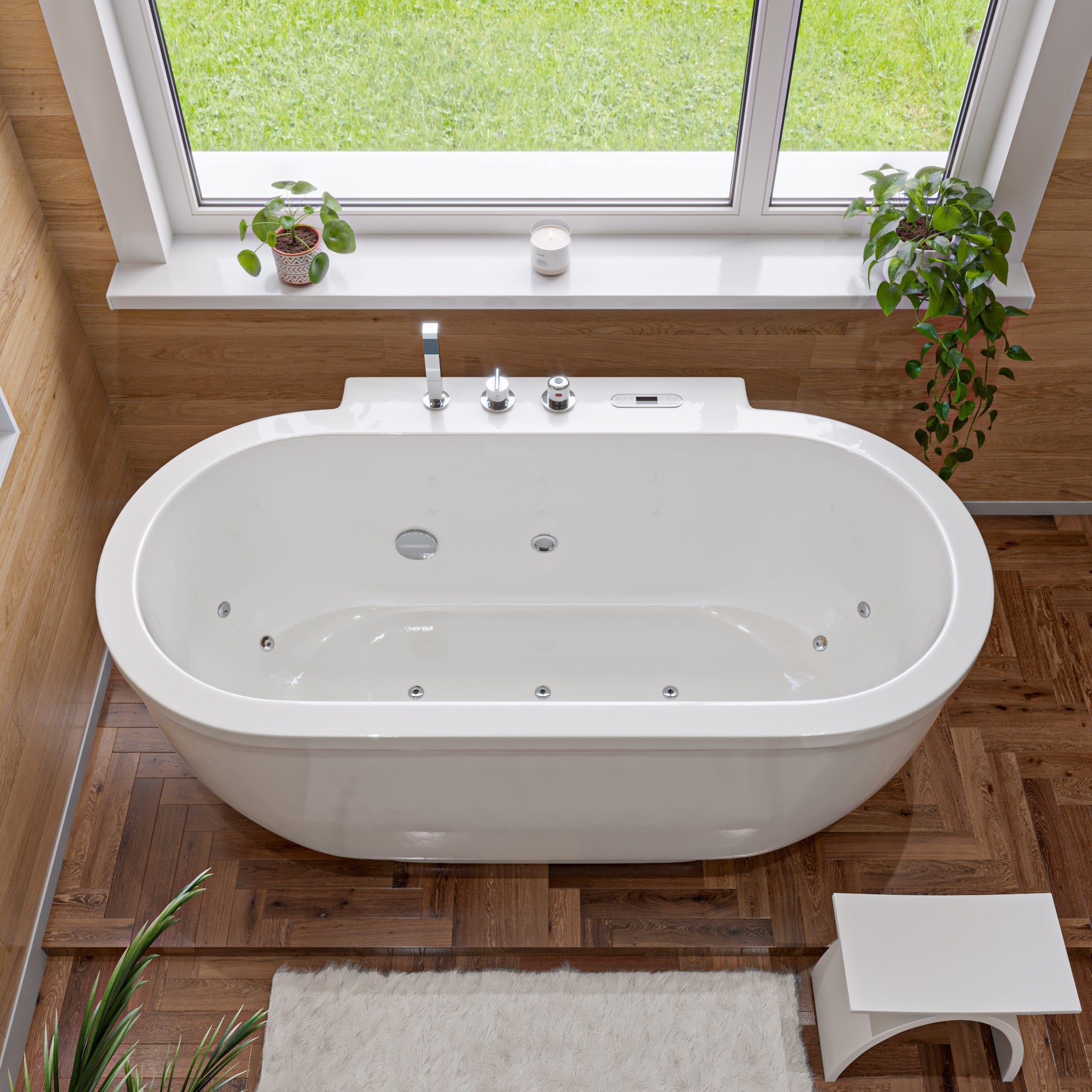 EAGO AM128ETL 6 ft Acrylic White Whirlpool Bathtub with Fixtures