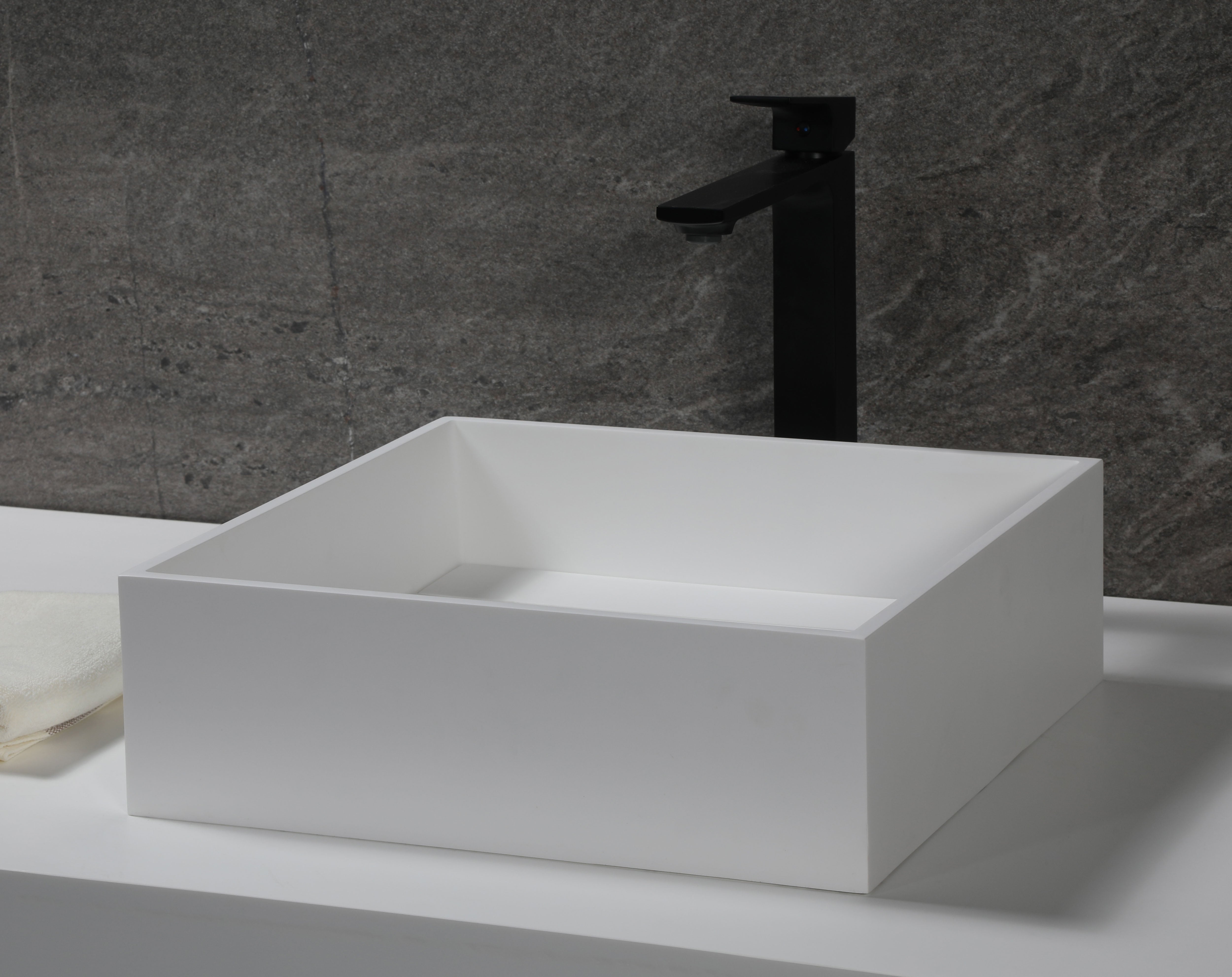 ALFI ABRS14S 14" Square White Matte Solid Surface Resin Sink