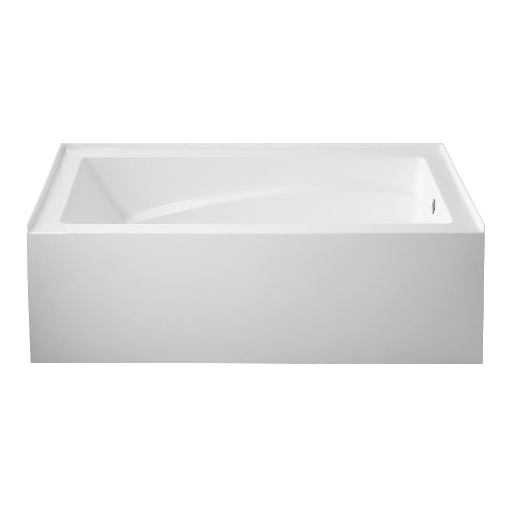 Aqua Eden VTAM6032R22D 60" Acrylic Rectangular 3-Wall Alcove Tub with Armrest and Anti-Skid Surface, Right Hand Drain, Glossy White