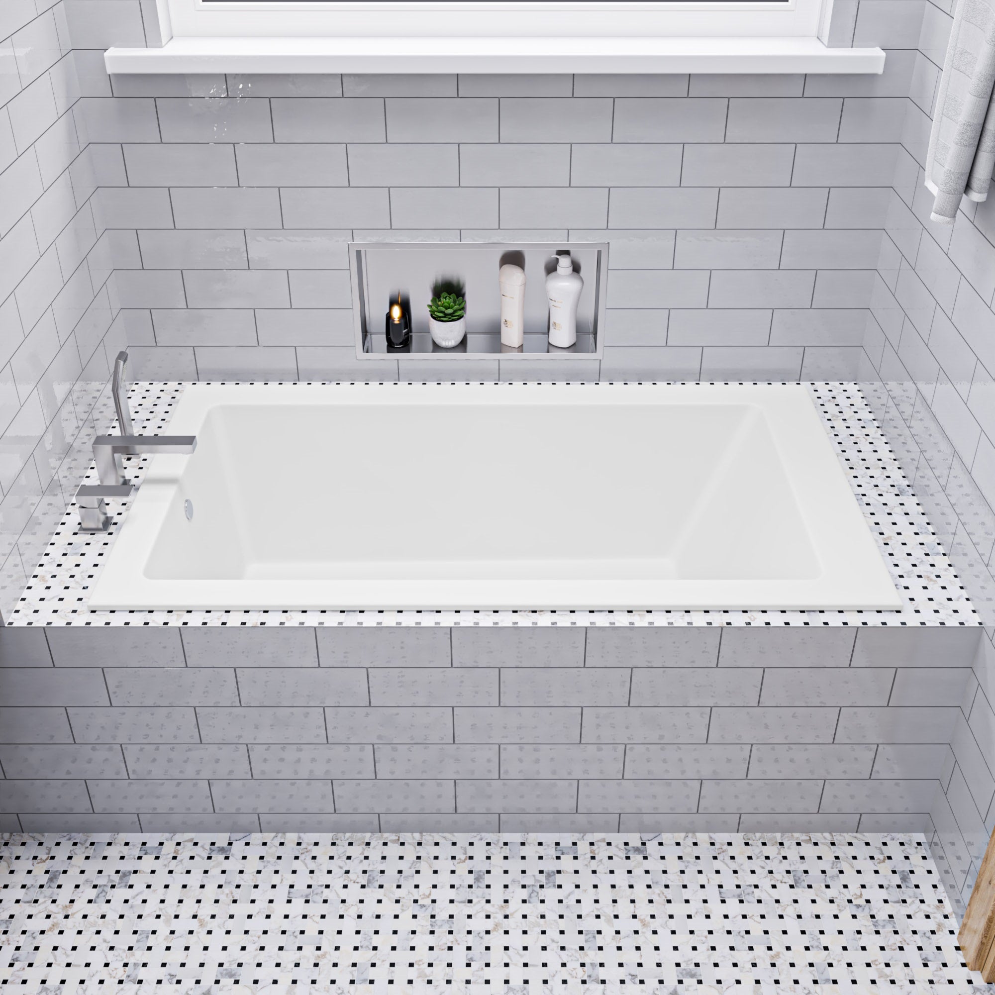 ALFI AB9933S White Resin Solid Surface 59" Rectangular Drop In Bathtub