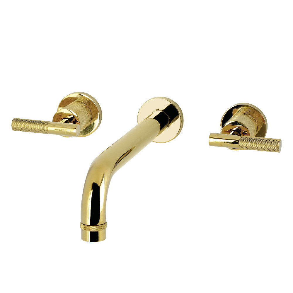 Kingston Brass KS8022KNL Convergent Two-Handle Wall Mount Roman Tub Faucet with Knurled Handle, Polished Brass