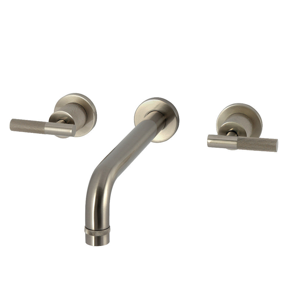Kingston Brass KS8028KNL Convergent Two-Handle Wall Mount Roman Tub Faucet with Knurled Handle, Brushed Nickel
