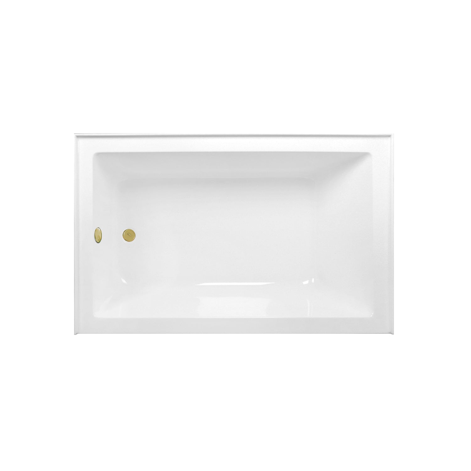 Aqua Eden CVTAP603622L2 60" Acrylic Rectangular 3-Wall Alcove Tub Combo with Waste and Overflow Drain (Left Hand Drain), Glossy White/Polished Brass