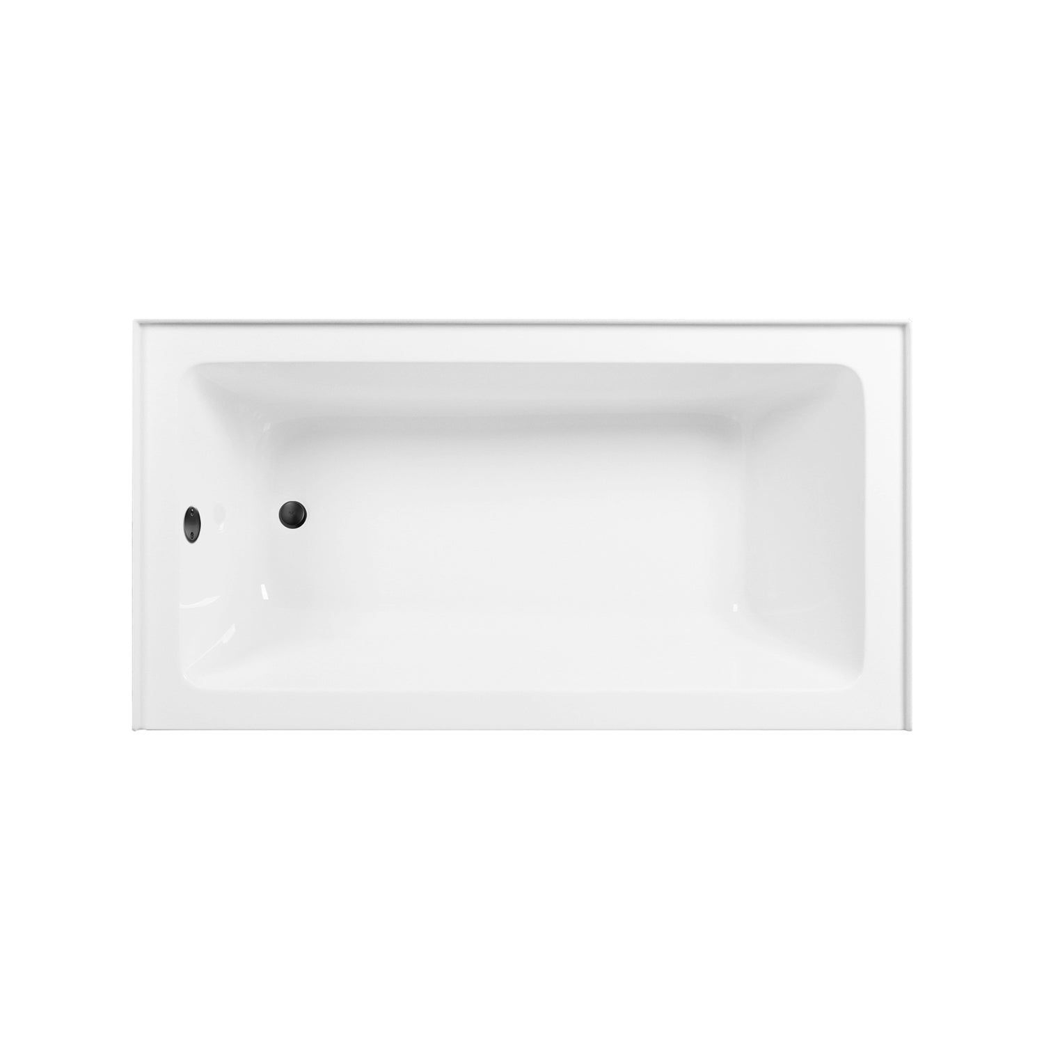 Aqua Eden CVTAP603222R0 60" Acrylic Rectangular 3-Wall Alcove Tub Combo with Waste and Overflow Drain (Right Hand Drain), Glossy White/Matte Black