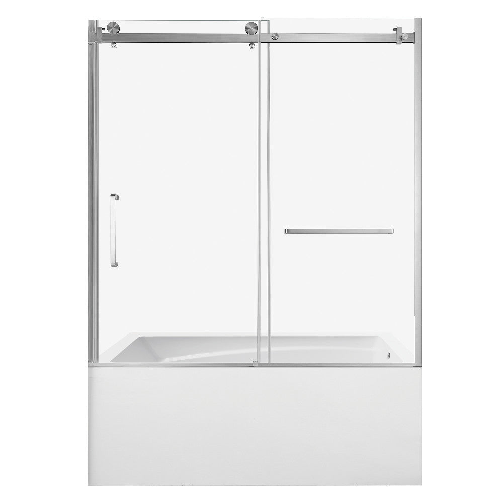 Kingston Brass KVTAM6032R22D8 60" Acrylic Rectangular 3-Wall Anti-Skid Alcove Tub Combo with Tub Door (Right Hand Drain), White/Brushed Nickel