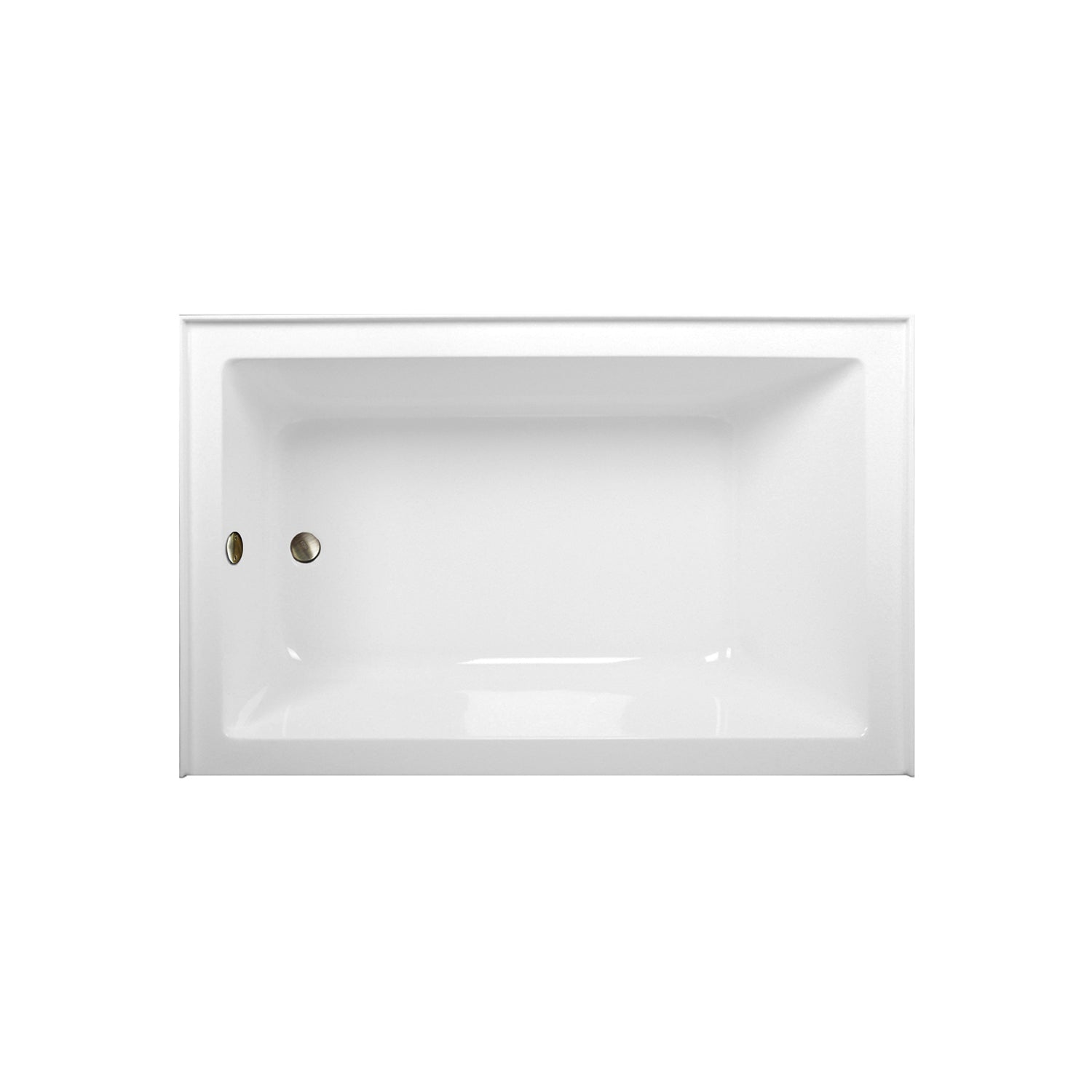 Aqua Eden CVTAP603622L3 60" Acrylic Rectangular 3-Wall Alcove Tub Combo with Waste and Overflow Drain (Left Hand Drain), Glossy White/Antique Brass