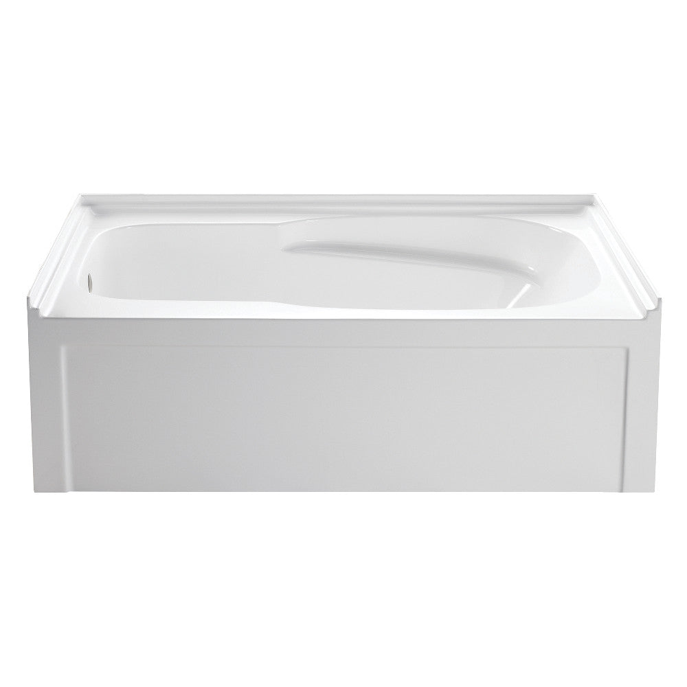 Aqua Eden VTAM6031L21A 60" Acrylic Rectangular 3-Wall Alcove Tub with Armrests and Anti-Skid Surface, Left Hand Drain, Glossy White