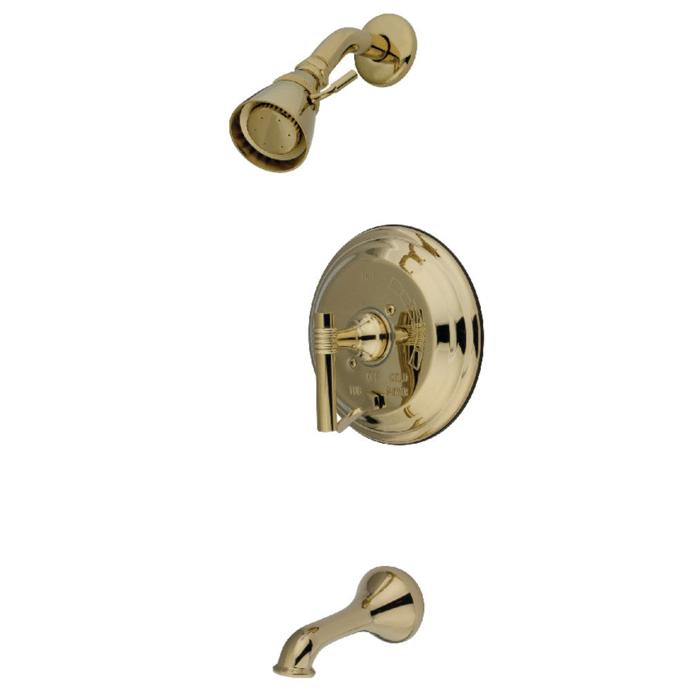 Kingston Brass KB36320ML Restoration Single-Handle Pressure Balanced Tub and Shower Faucet with Diverter Handle, Polished Brass