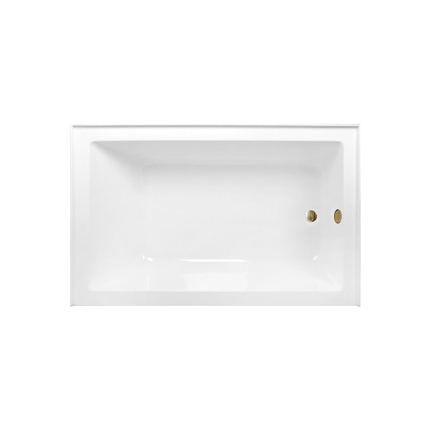 Aqua Eden CVTAP603622R7 60" Acrylic Rectangular 3-Wall Alcove Tub Combo with Waste and Overflow Drain (Right Hand Drain), Glossy White/Brushed Brass