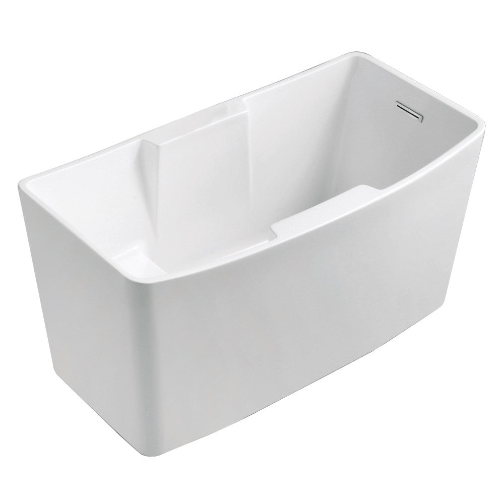 Kingston Brass VTSQ512827S 51" Acrylic Rectangular Double Slipper Freestanding Tub with Drain and Integrated Seat, Glossy White