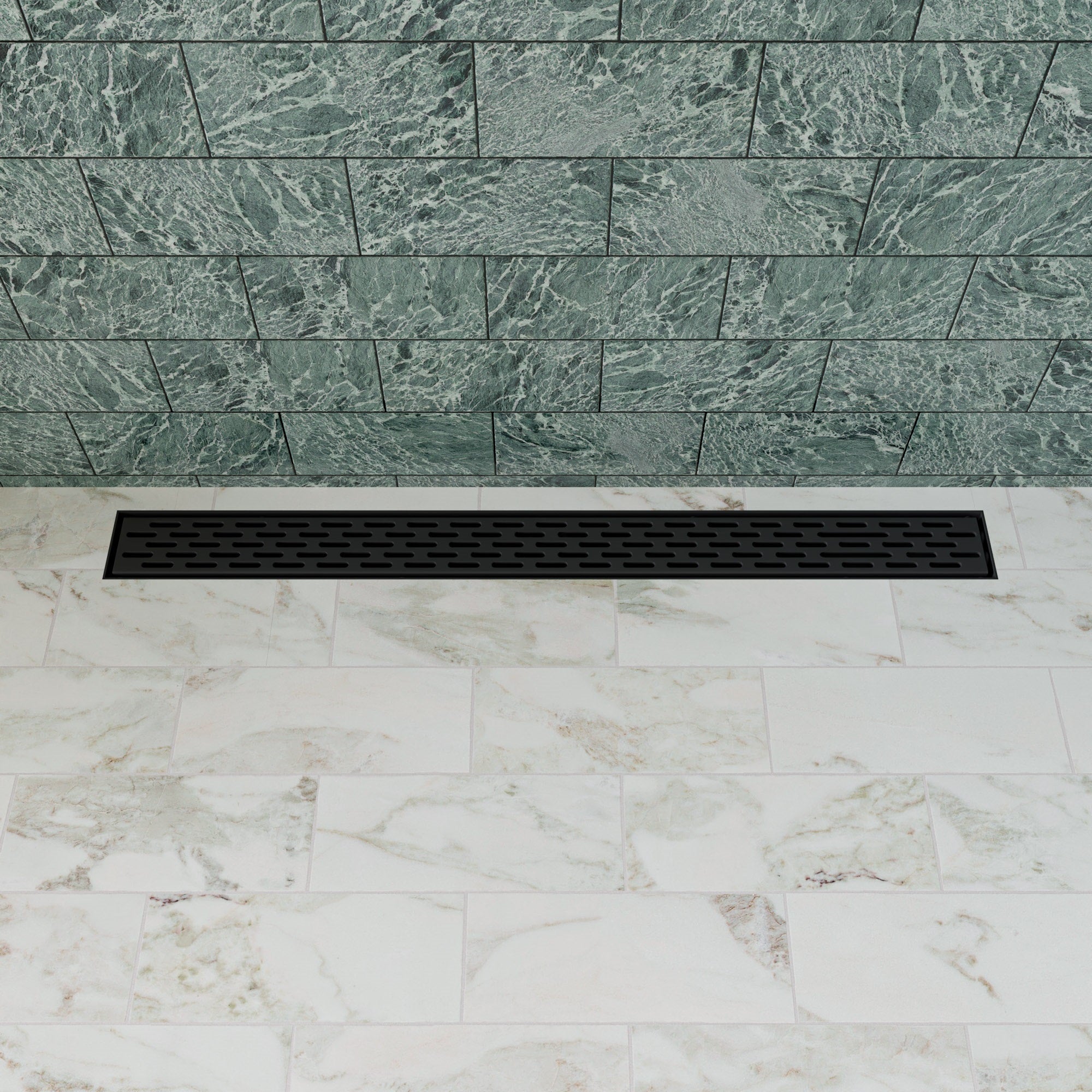 ALFI ABLD32C-BM 32" Black Matte Stainless Steel Linear Shower Drain with Groove Holes