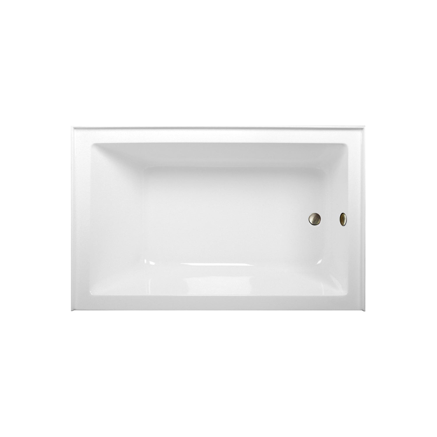 Aqua Eden CVTAP603622R3 60" Acrylic Rectangular 3-Wall Alcove Tub Combo with Waste and Overflow Drain (Right Hand Drain), Glossy White/Antique Brass