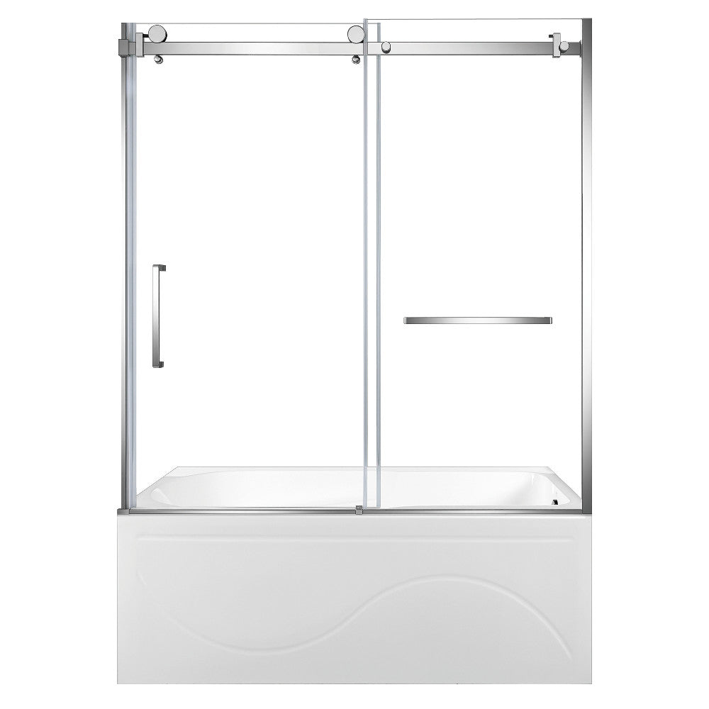 Kingston Brass KVTAP603216R1 60" Acrylic Rectangular 3-Wall Anti-Skid Alcove Tub Combo with Tub Door (Right Hand Drain), White/Polished Chrome