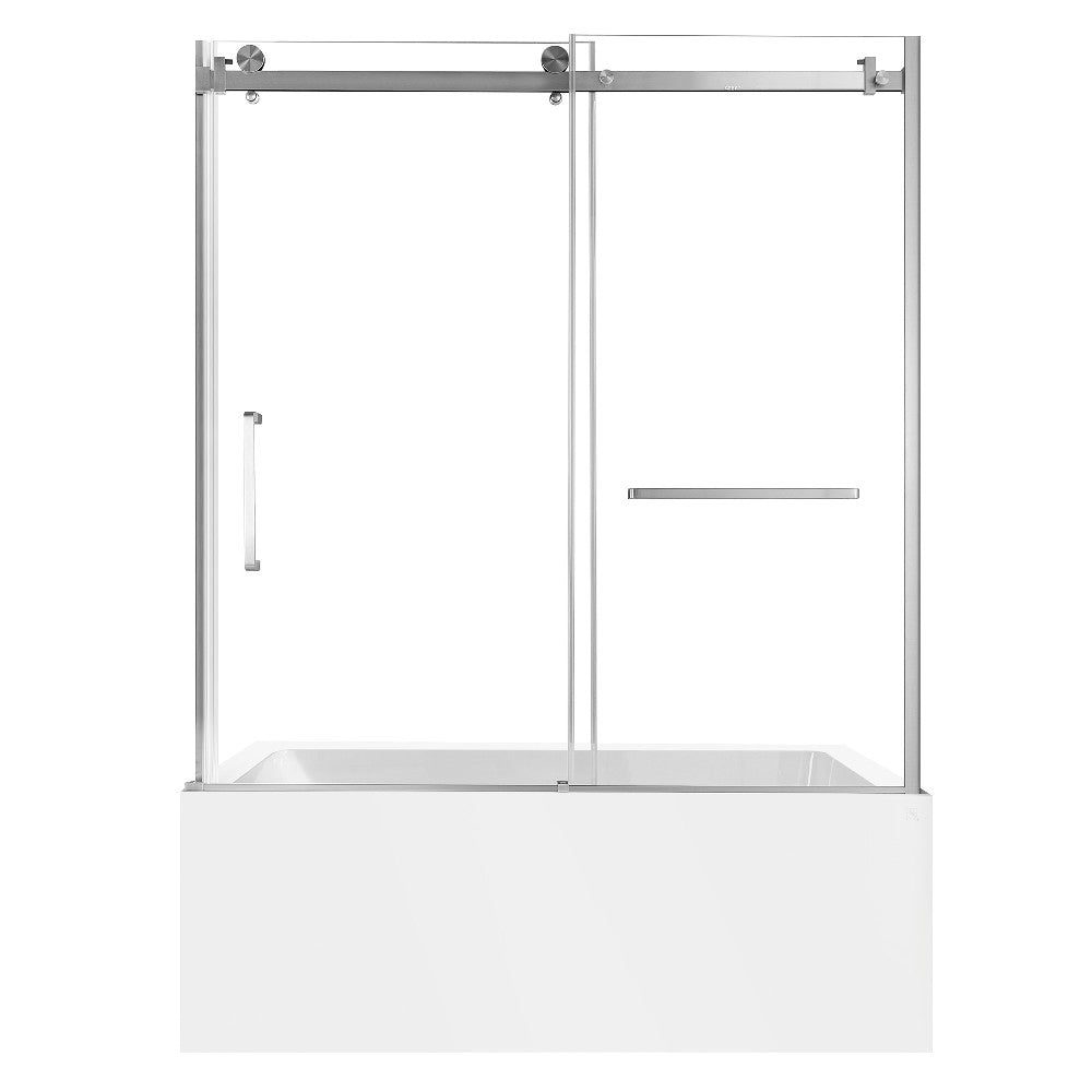 Kingston Brass KVTAP603222R8 60" Acrylic Rectangular 3-Wall Alcove Tub Combo with Tub Door (Right Hand Drain), White/Brushed Nickel