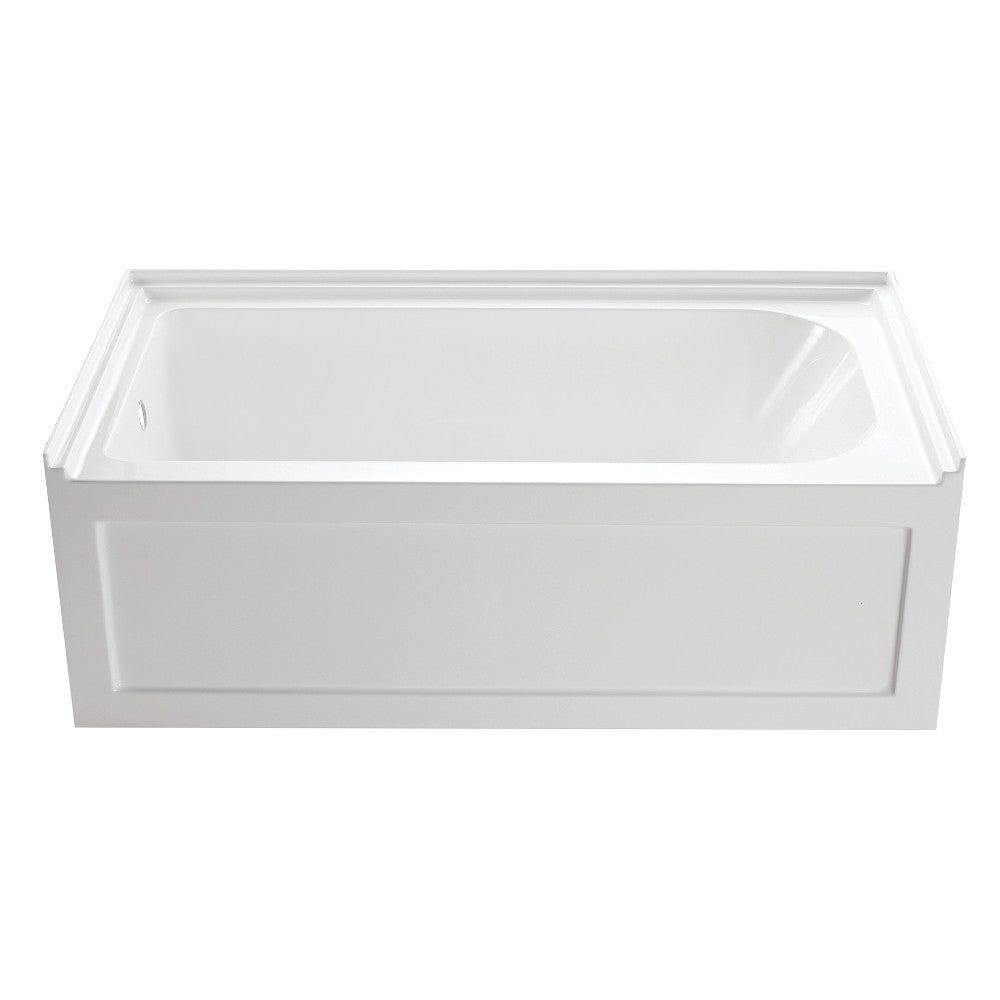 Aqua Eden VTAP6032L21A 60" Acrylic Rectangular 3-Wall Alcove Tub with Anti-Skid Surface, Left Hand Drain, Glossy White