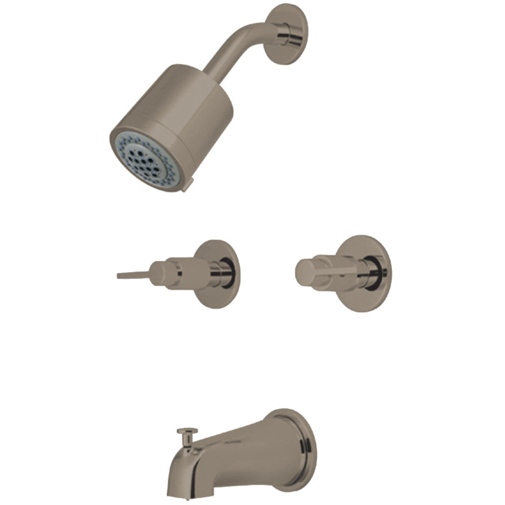 Kingston Brass KBX8148NDL NuvoFusion Double-Handle Tub and Shower Faucet, Brushed Nickel