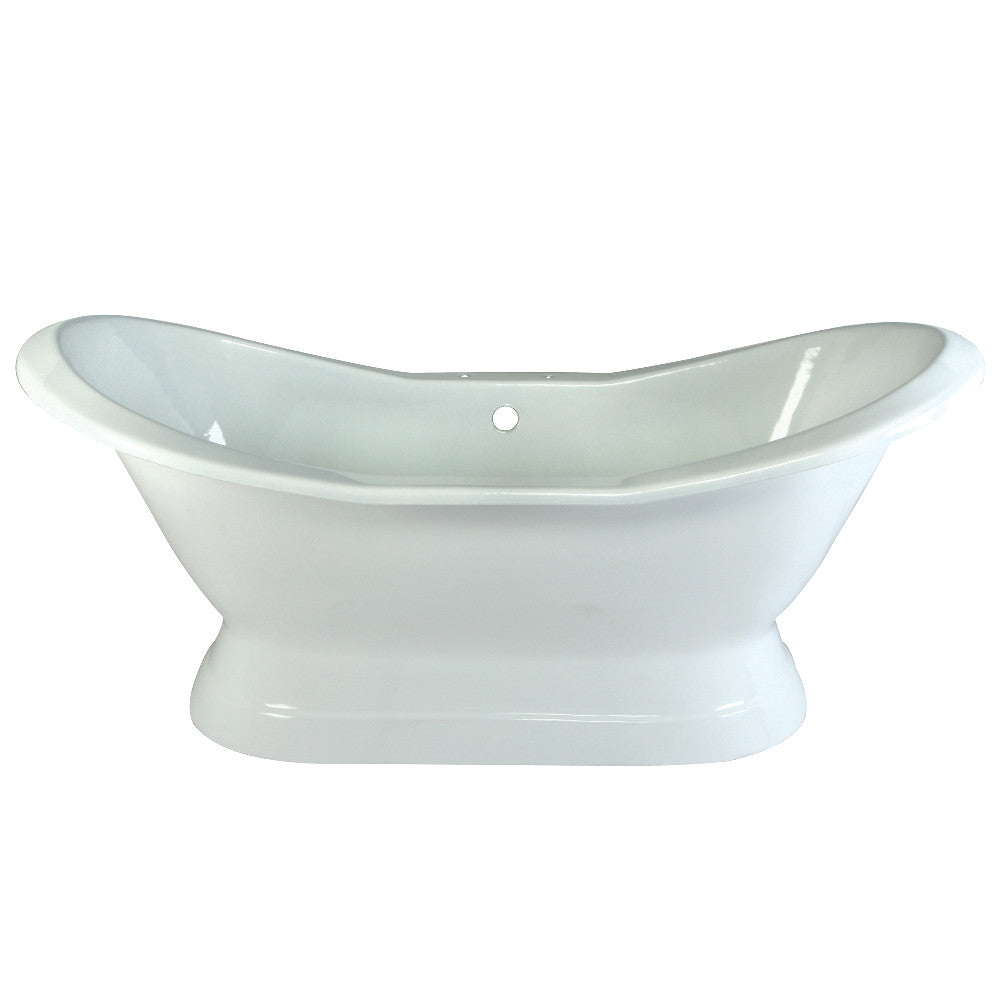 Aqua Eden VCT7D723130 72" Cast Iron Oval Double Slipper Pedestal Tub (7" Faucet Drillings), White
