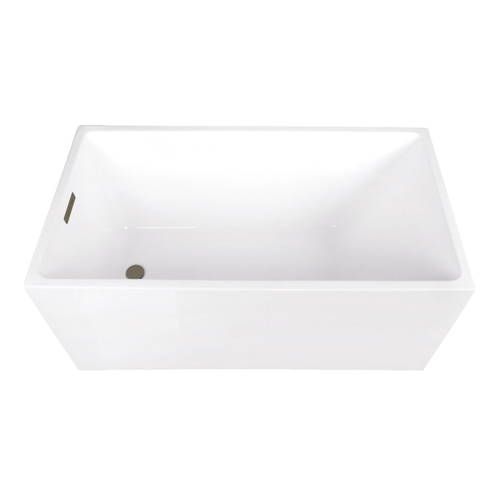 Kingston Brass VTSQ512823C413 51" Acrylic Rectangular Double Ended Freestanding Tub with Drain, Glossy White/Antique Brass