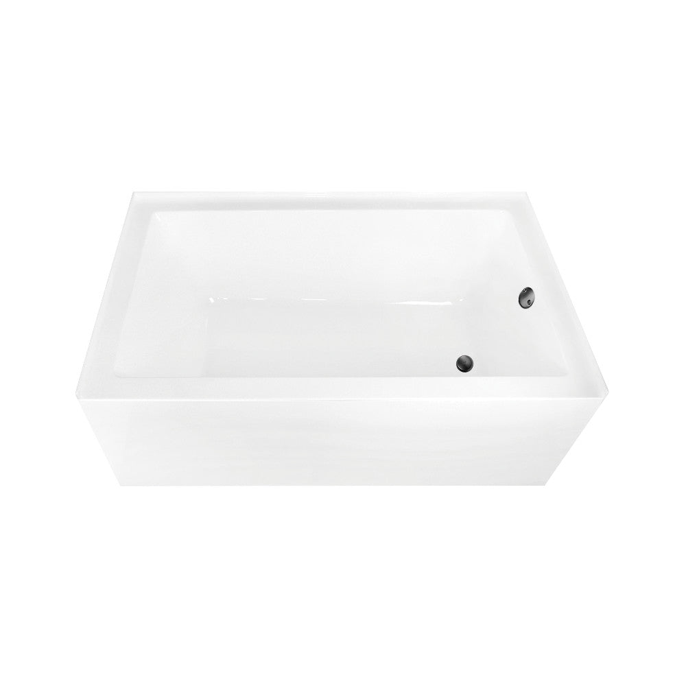 Aqua Eden CVTAP603622R0 60" Acrylic Rectangular 3-Wall Alcove Tub Combo with Waste and Overflow Drain (Right Hand Drain), Glossy White/Matte Black