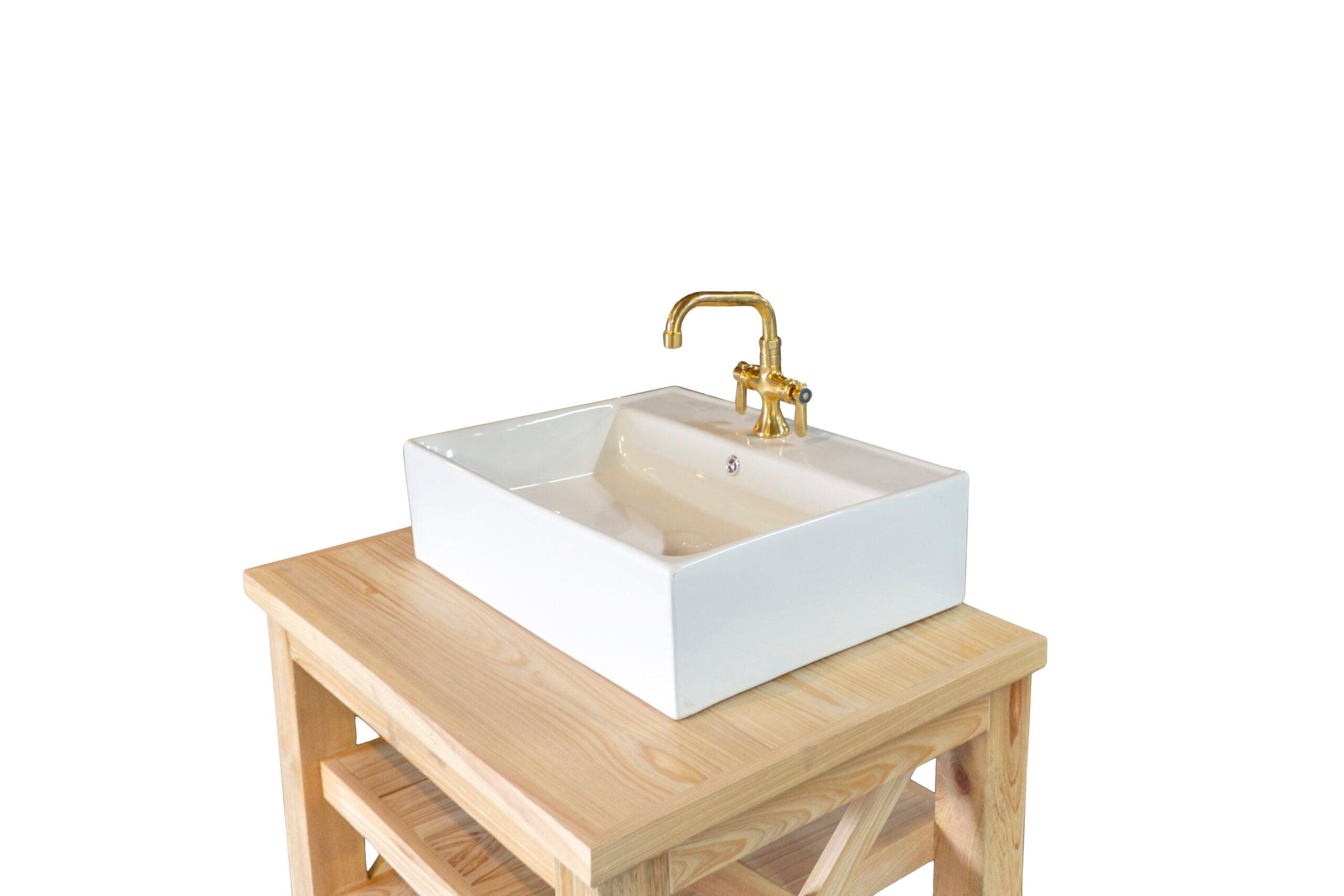 WatermarkFixtures Single 36″ Cypress Bath French Provincial Vanity Open Shelf Single Bath Console Vessel Sink - Bathroom Design Center