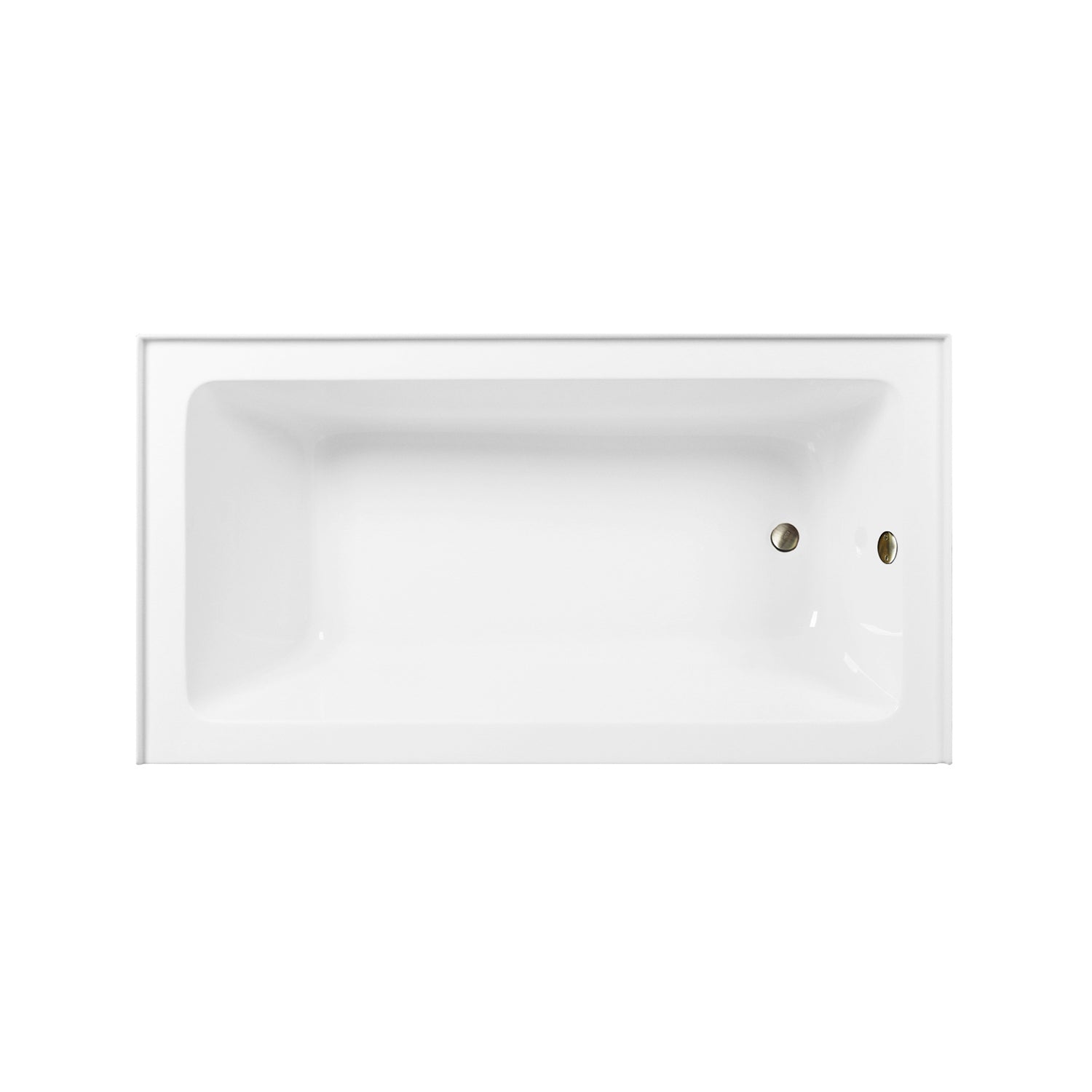 Aqua Eden CVTAP603222R3 60" Acrylic Rectangular 3-Wall Alcove Tub Combo with Waste and Overflow Drain (Right Hand Drain), Glossy White/Antique Brass