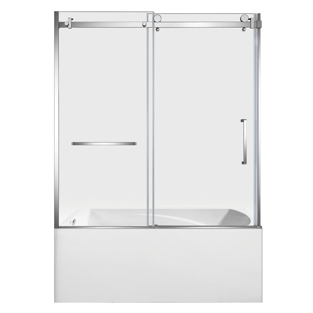 Kingston Brass KVTAM6032L211 60" Acrylic Rectangular 3-Wall Alcove Tub Combo with Tub Door (Left Hand Drain), White/Polished Chrome