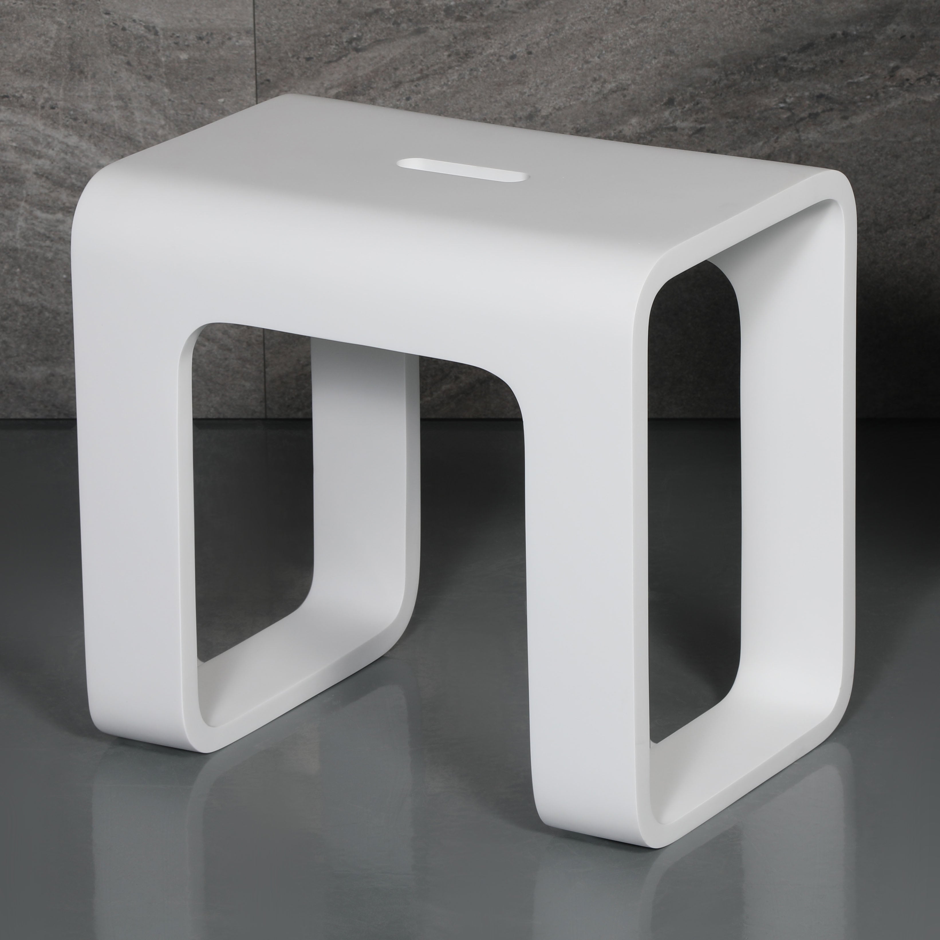 ALFI ABST99 White Matte Solid Surface Resin Bathroom / Shower Stool