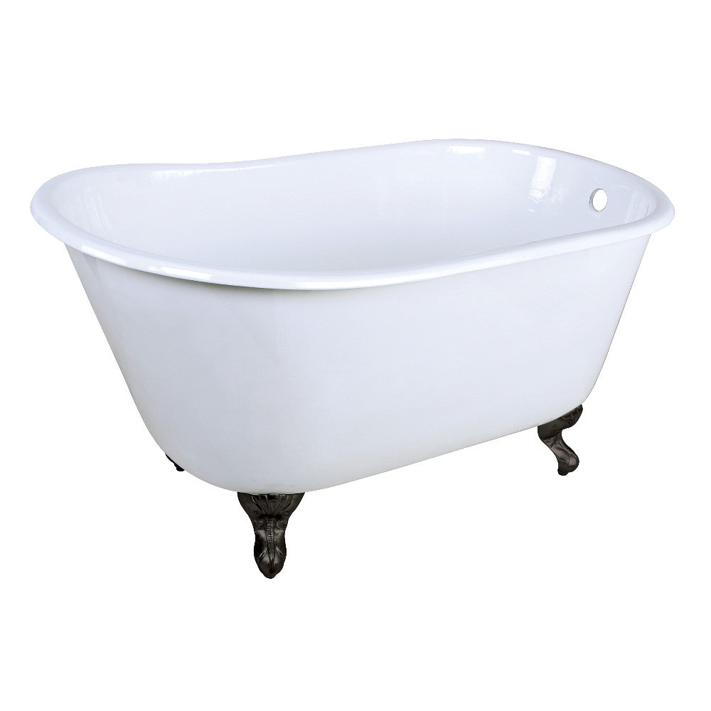 Aqua Eden VCTND4828NT0 48" Cast Iron Oval Single Slipper Clawfoot Tub (No Faucet Drillings), White/Matte Black