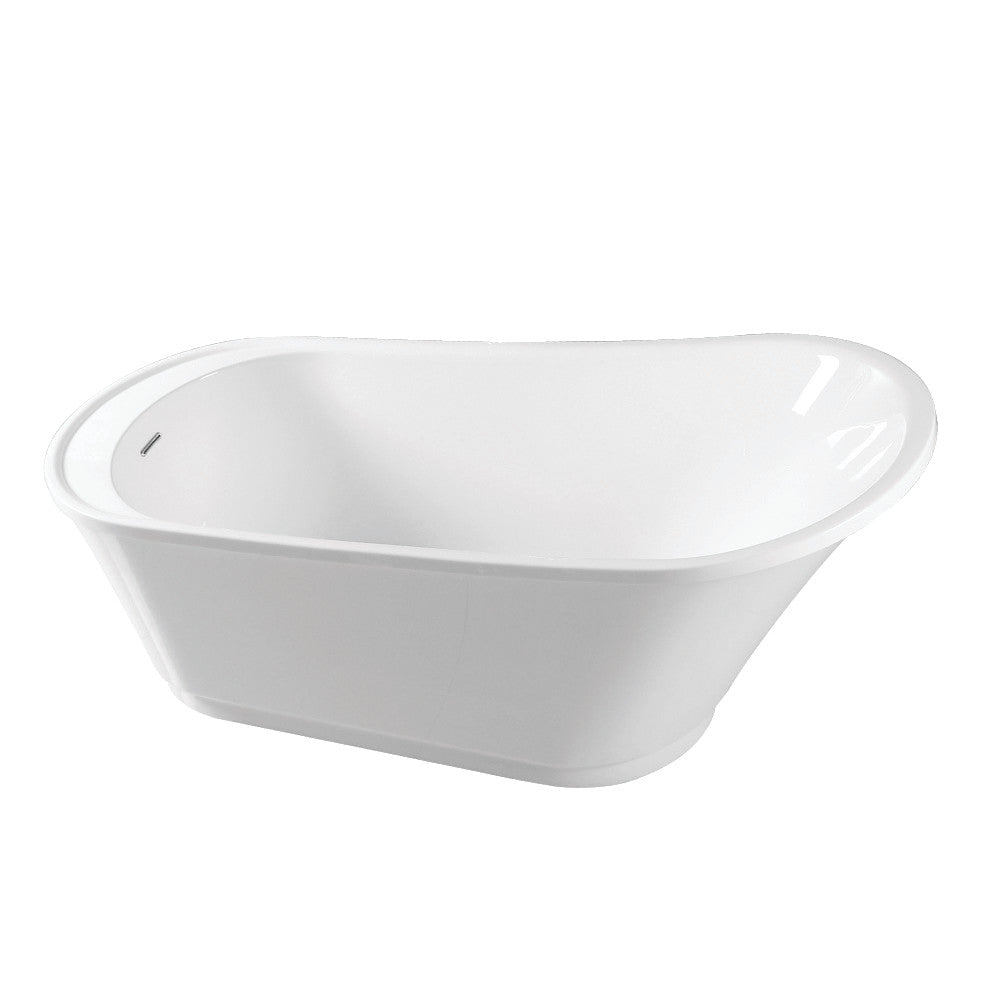 Kingston Brass VTRS592826Q 60" Acrylic Oval Single Slipper Freestanding Tub with Drain, Glossy White