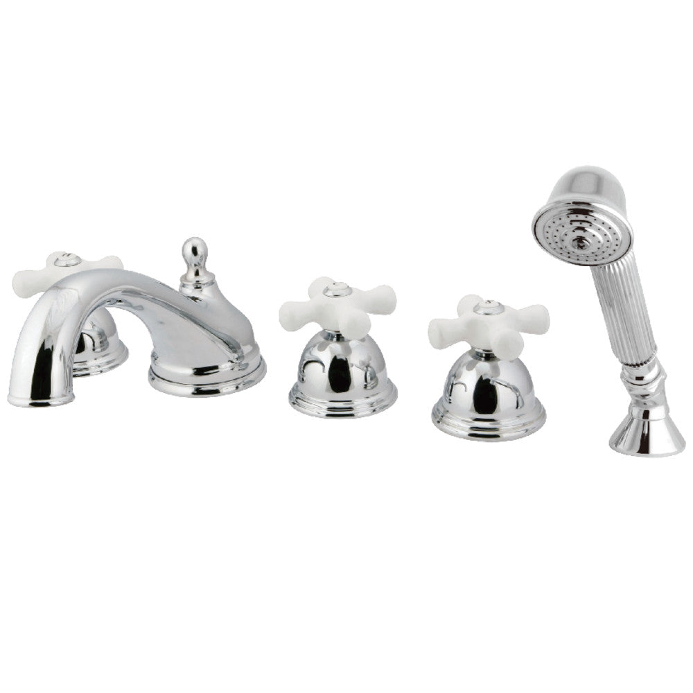 Kingston Brass KS33515PX Milano 5-Piece Roman Tub Faucet with Hand Shower, Polished Chrome