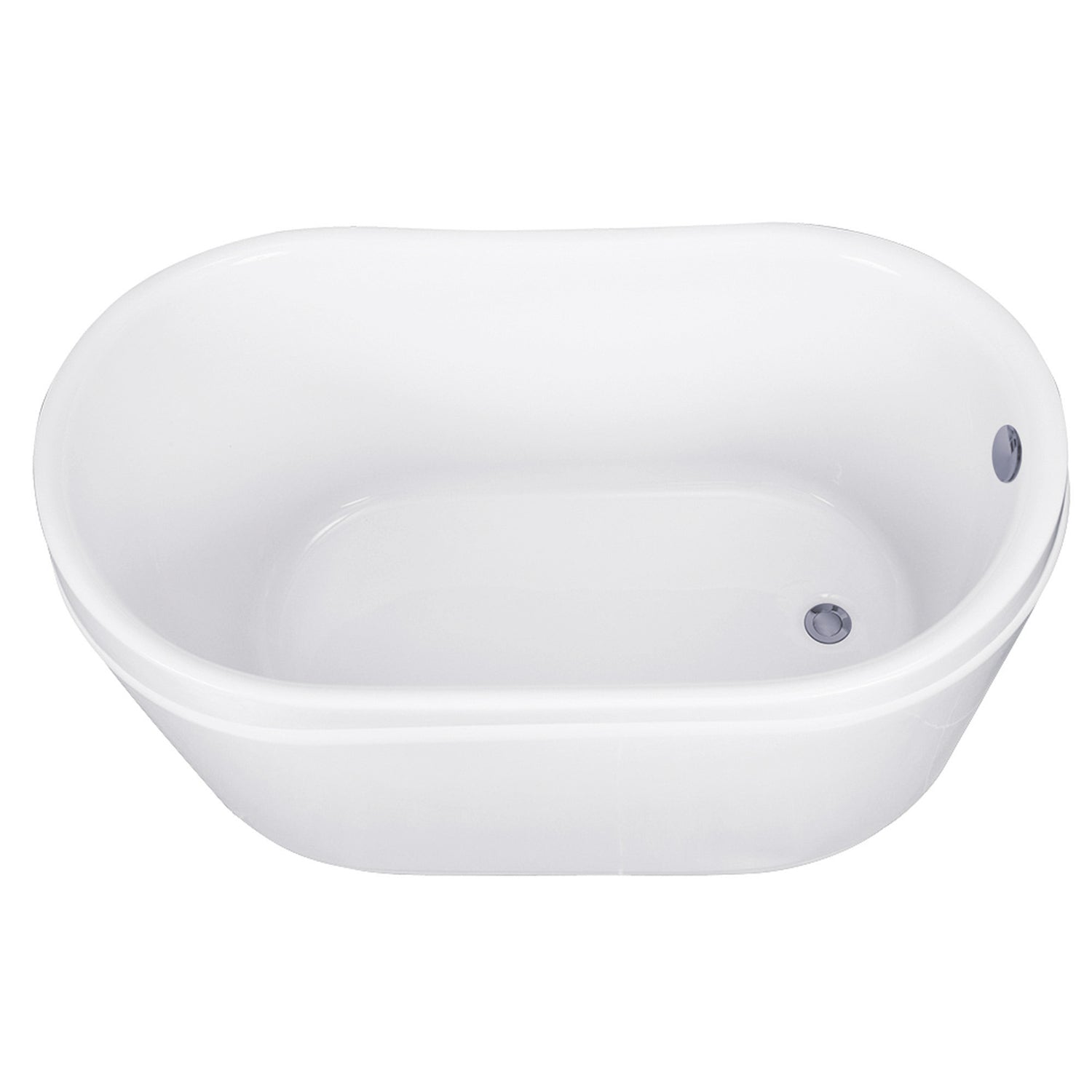 Kingston Brass VTRS522928M8 52" Acrylic Oval Double Slipper Freestanding Tub with Overflow/Drain Assembly, Glossy White/Brushed Nickel