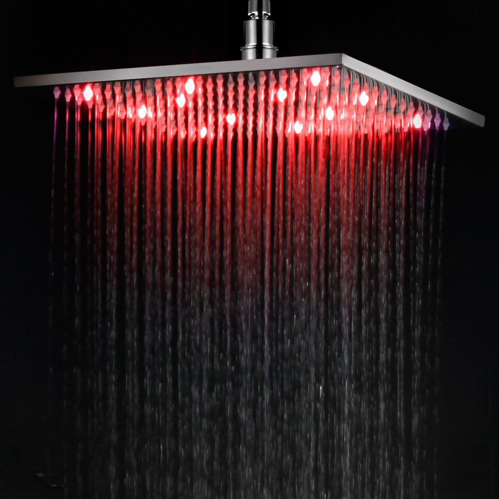 ALFI LED12S-BN Brushed Nickel 12" Square Multi Color LED Rain Shower Head