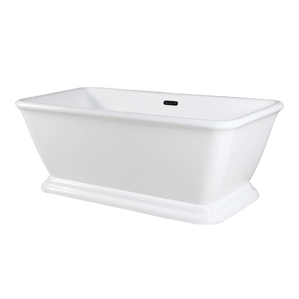 Aqua Eden VTSQ713224 71" Acrylic Oval Rectangular Double Ended Pedestal Tub with Drain (No Faucet Drillings), Glossy White