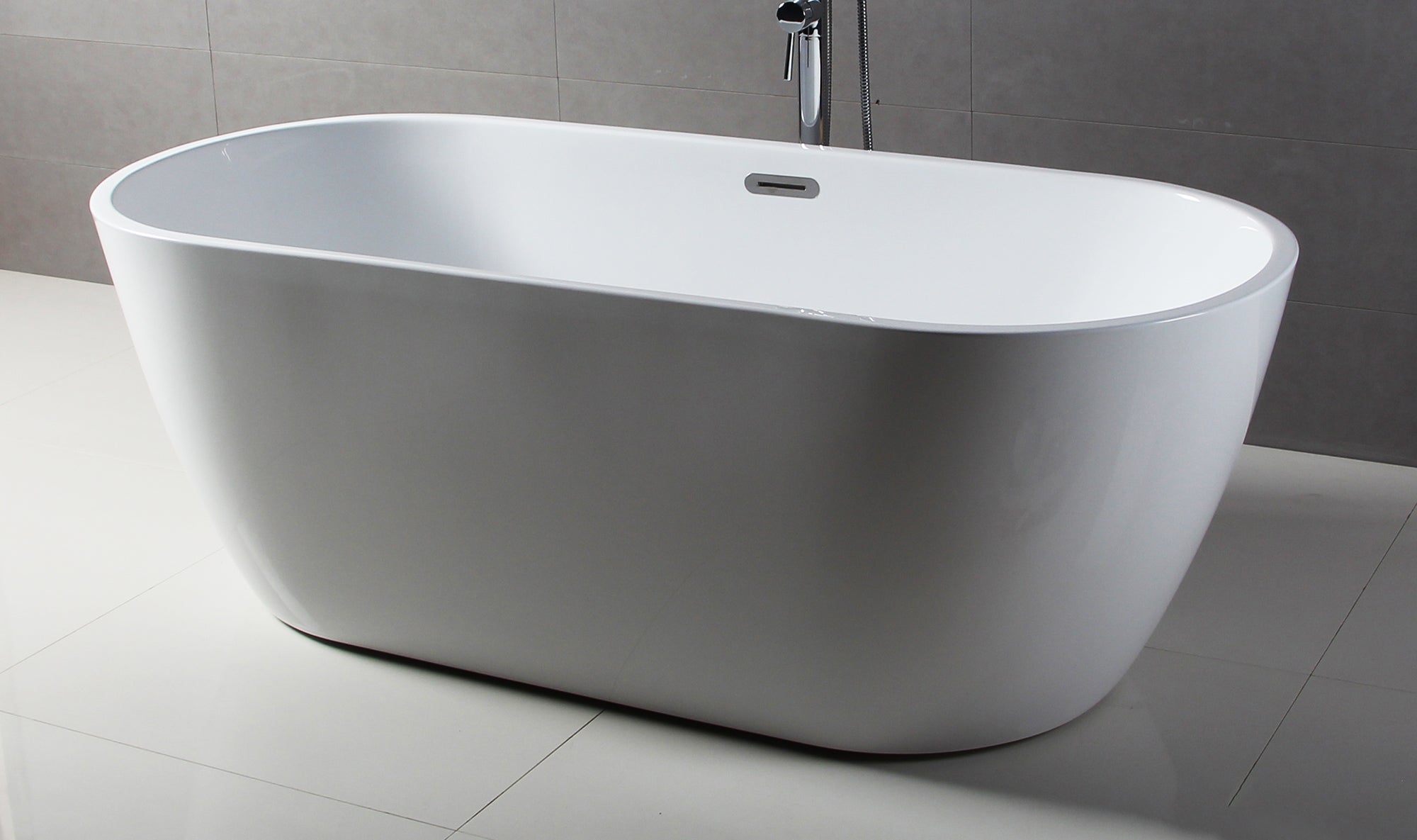 ALFI AB8839 67 inch White Oval Acrylic Free Standing Soaking Bathtub