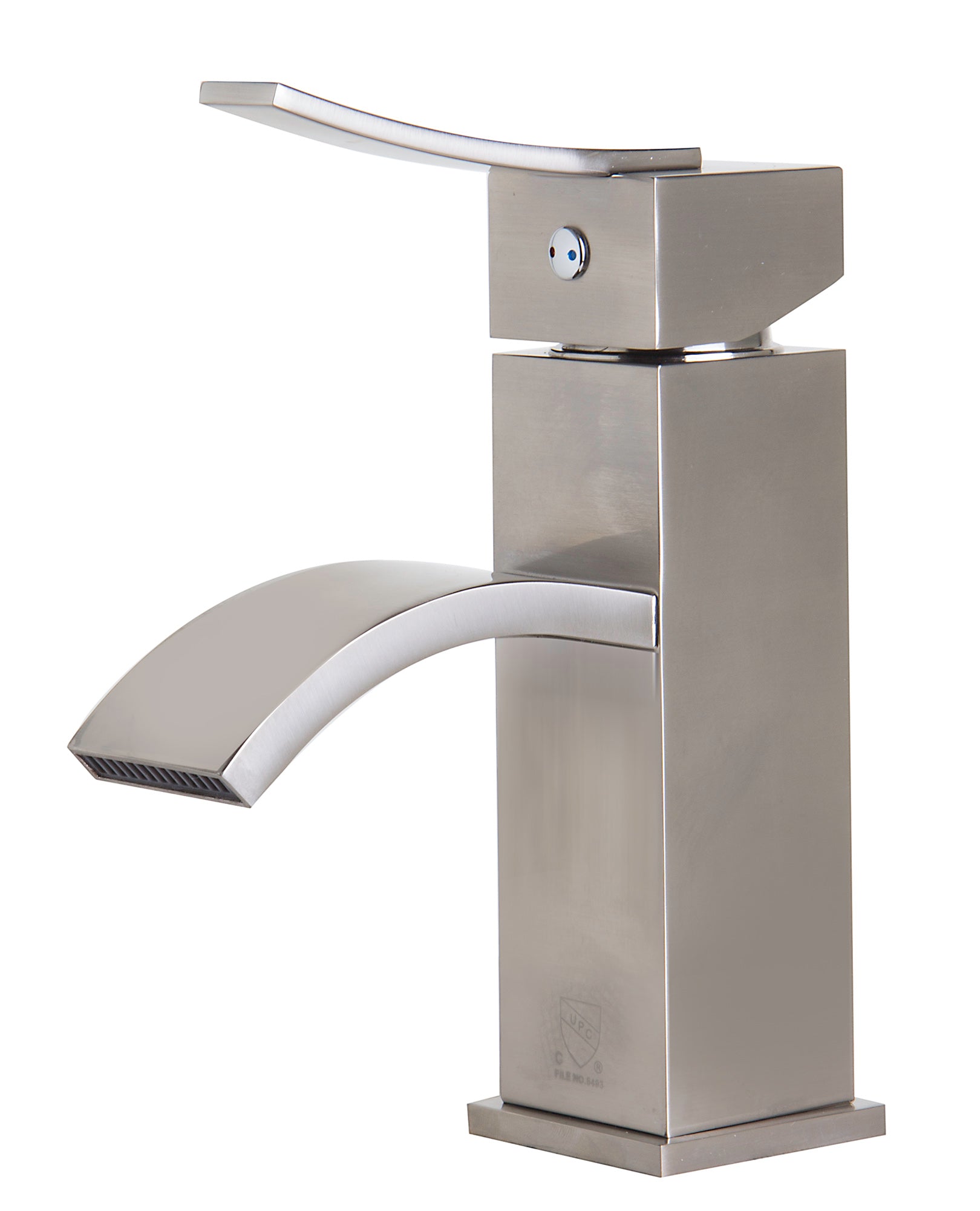 ALFI AB1258-BN Brushed Nickel Square Body Curved Spout Single Lever Bathroom Faucet