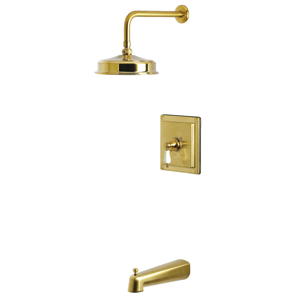 Kingston Brass KB5897PL Demure Single-Handle Pressure Balanced Tub and Shower Faucet, Brushed Brass