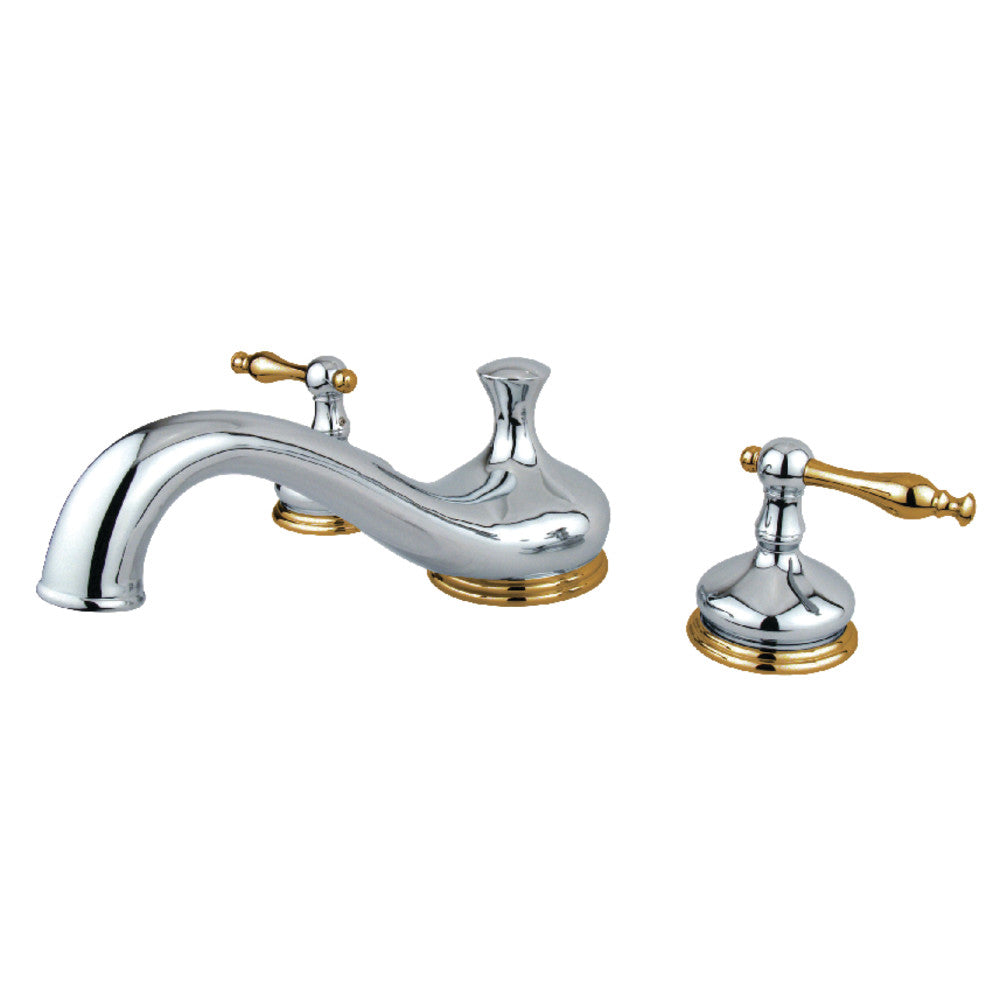 Kingston Brass KS3334NL Heritage Two-Handle Deck Mount Roman Tub Faucet, Polished Chrome/Polished Brass