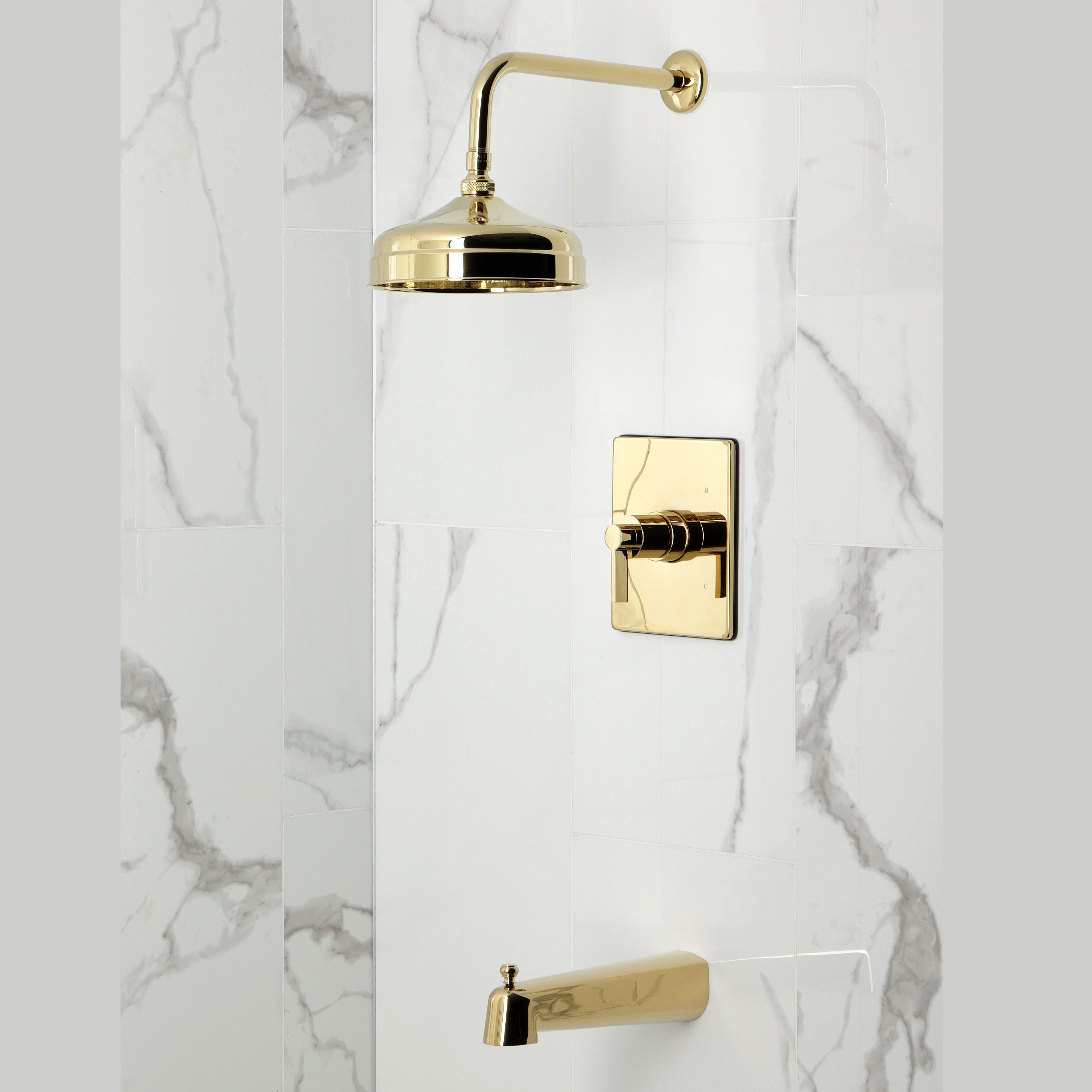 Kingston Brass KB6342NDL NuvoFusion Single-Handle Pressure Balanced Tub and Shower Faucet, Polished Brass