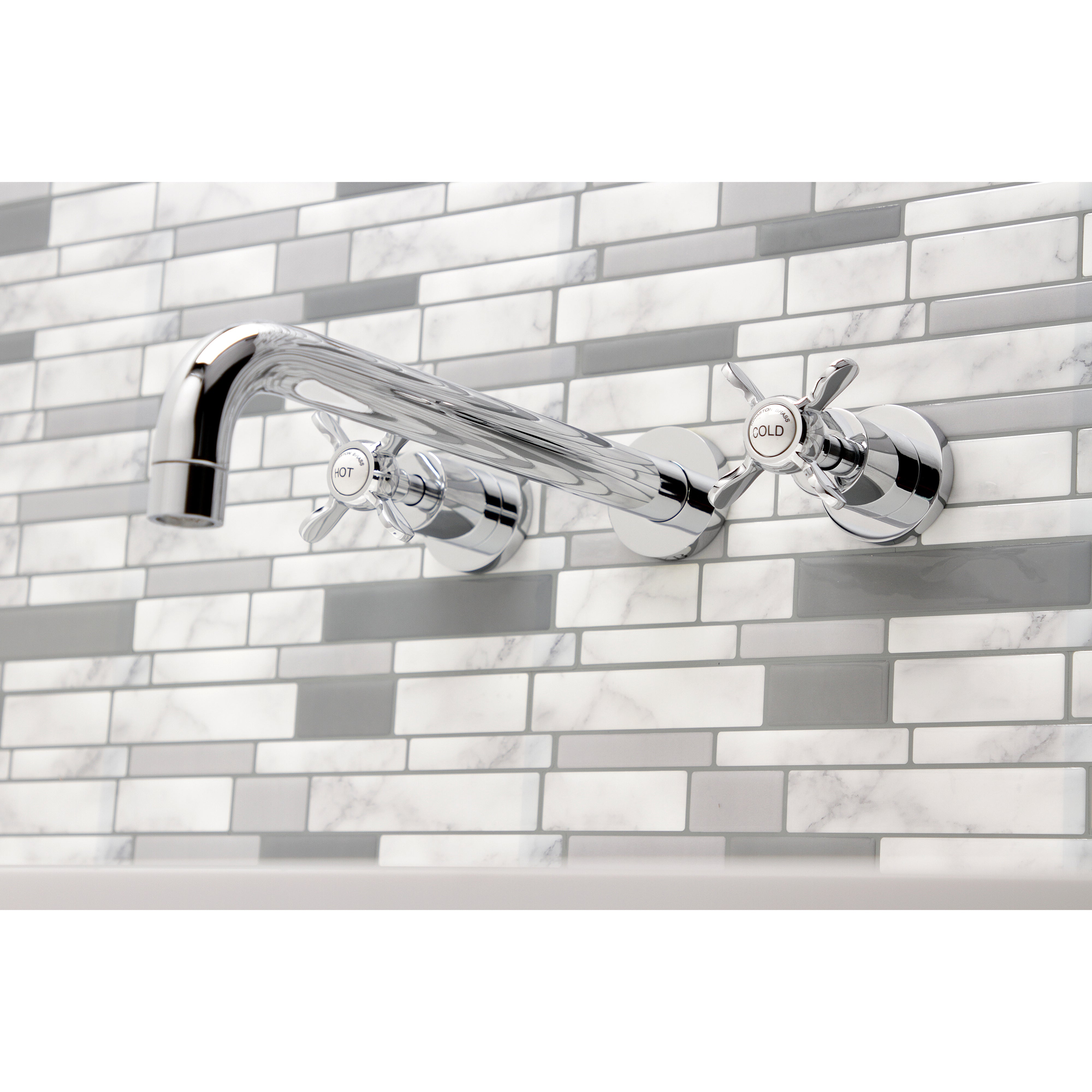 Kingston Brass KS8051BEX Essex Two-Handle Wall Mount Roman Tub Faucet, Polished Chrome